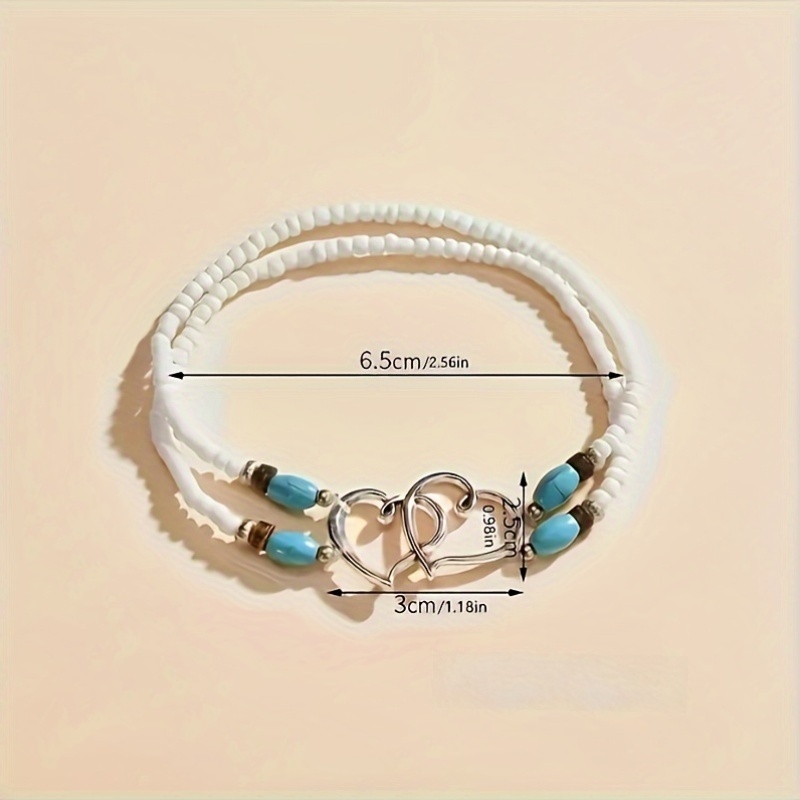 Boho Crystal Beaded Anklet Set - 3 Piece Elastic Ankle Bracelets